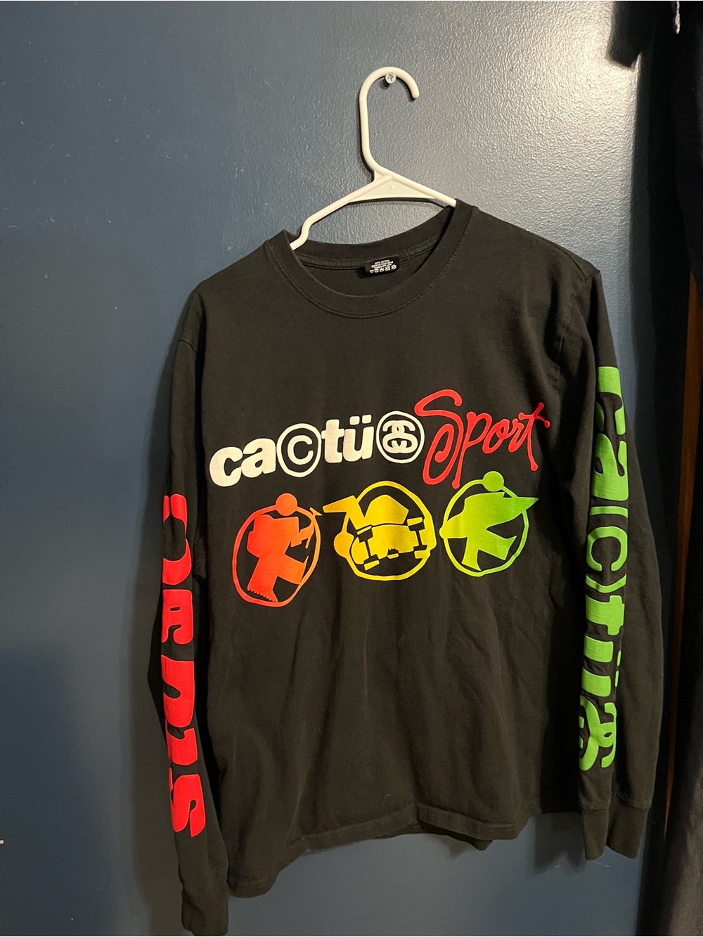 Stussy X Cactus Plant Flea Market Black Long Sleeve T-Shirt